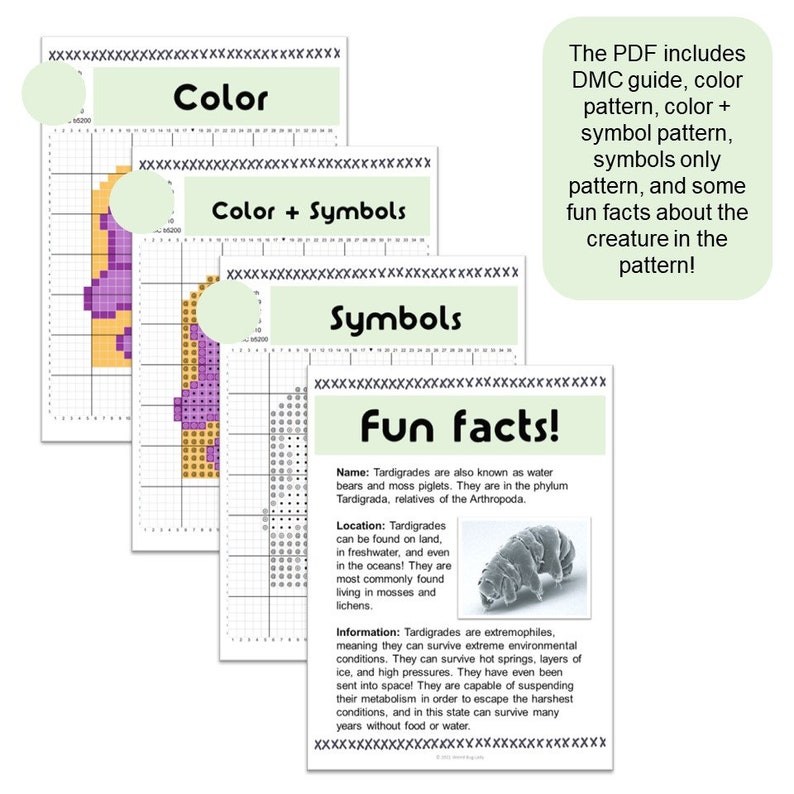 Tardigrade // Cross stitch pattern // PDF image 3