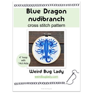 Blue dragon nudibranch // Cross stitch pattern // PDF image 2