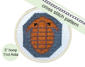 Trilobite fossil // Cross stitch pattern // PDF