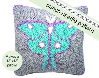 PATTERN // Luna moth // Punch needle // Pillow cover