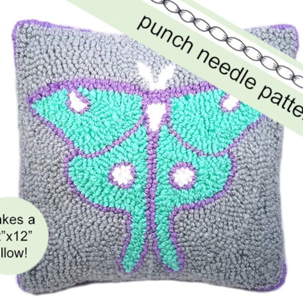 PATTERN // Luna moth // Punch needle // Pillow cover