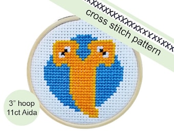 Two headed planarian // Cross stitch pattern // PDF
