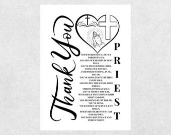 Priest Thank You Card Printable Blessing Christian Poem Prayer Digital Download Clergy Appreciation Gift for Pastor Minister Church Leader
