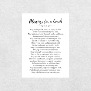 Coach Blessings Card Sports Coach Appreciation Card Thank You Gift for Coach Printable Greeting Card Athletic Mentor Encouragement Card