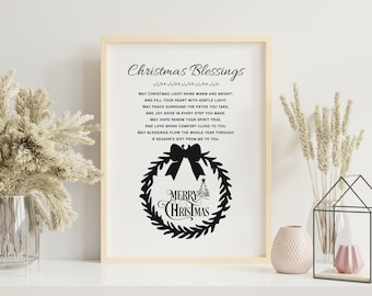 Benedizioni natalizie cristiane, arte murale stampabile, poesia, preghiera, basata sulla fede, decorazioni per la casa, download digitale, regalo di Natale religioso.