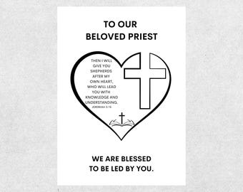 Priest Appreciation Card Inspirational Card Printable Thank You Pastor Gift Christian Card for Religious Leader From Church Blessings