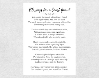Tarjeta de bendición de la Guardia Costera, tarjeta de oración imprimible basada en la fe, regalo de aliento para el servicio en la Guardia Costera, tarjeta de agradecimiento de descarga digital