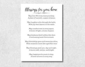 Housewarming Blessing Card Printable New Home Gift Spiritual Home Keepsake Christian Housewarming Gift New Homeowner Congratulations Card