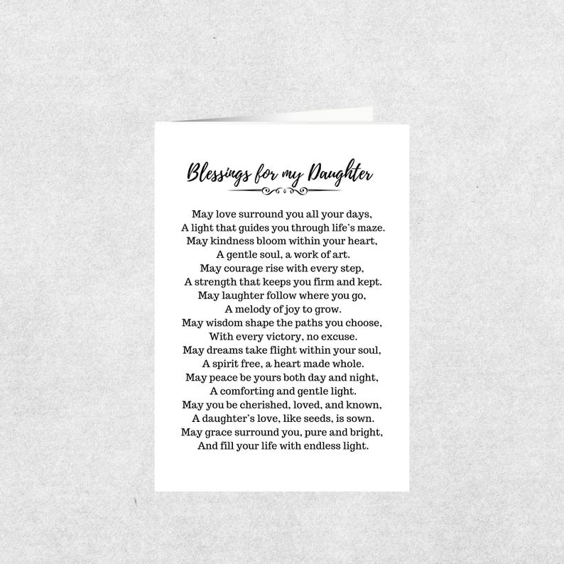Blessing for My Daughter Card Printable Gift Spiritual Prayer for ...