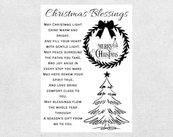 Biglietto di auguri natalizio stampabile, poesia cristiana, preghiera, regalo per le festività, auguri religiosi, fede spirituale, regalo per la famiglia, download digitale