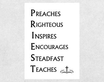 Priest Definition Card Inspirational Greeting Card Printable Thank You Pastor Gift Digital Christian Card for Religious Leader Appreciation