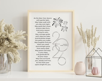 New Year Poem Wall Art 2026 Blessings Prayer Printable Encouragement Christian Gift Digital Inspirational Hopeful Message For Family Friends