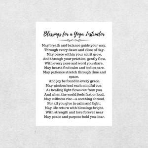 Yoga Instructor Blessings Card Thank You To Yoga Teacher Greeting Card Printable Wellness Appreciation Card Mindfulness For Yoga Day Gift