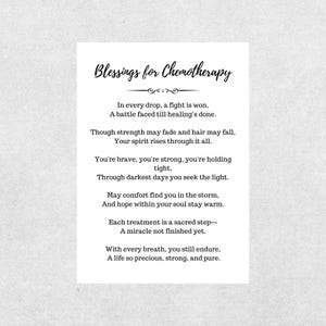 Chemotherapy Blessing Card Printable Cancer Treatment Prayer Gift Encouragement Digital Download Faith Based Strength Support Hope Recovery