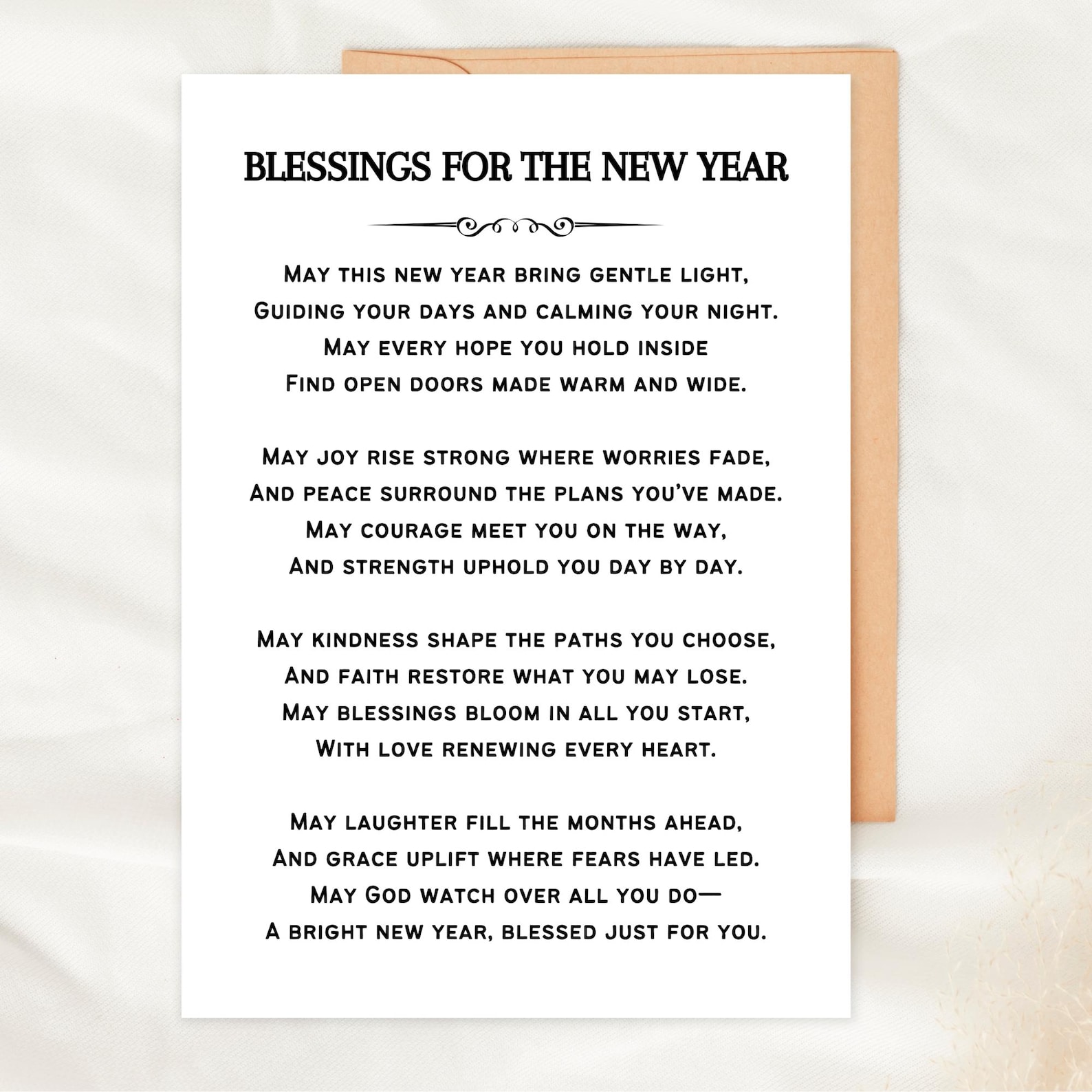 Blessings for the New Year Card Christian Poem Printable Encouragement