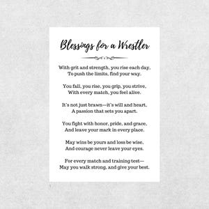 Wrestler Blessing Card Printable For Athlete Prayer Gift Appreciation Digital Download Sports Encouragement Wrestling Motivation Faith-Based