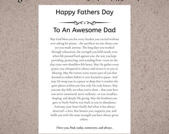 Biglietto di auguri per la Festa del Papà STAMPABILE Preghiera cristiana religiosa Ringraziamento Regalo di apprezzamento per papà DOWNLOAD DIGITALE immediato