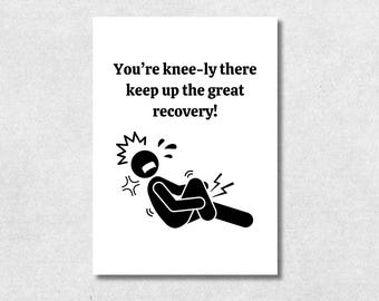 Funny Knee Card Printable Get Well Soon Card Knee Surgery Recovery Joke Orthopedic Humor Knee Replacement Encouragement Card For Recovery