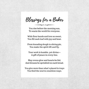 Baker Blessing Card Printable To Pastry Chef Prayer Gift Appreciation Digital Download Bakery Worker Encouragement Thank You Culinary Artist