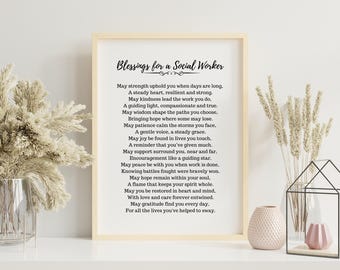 Blessing for a Social Worker Printable Wall Art Poetic Social Work Gift Inspirational Office Decor Meaningful Quote for Social Workers Month
