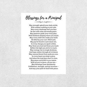 Principal Blessings Card School Principal Appreciation Card Thank You Gift for Principal Printable Greeting Card Educational Leader Gift