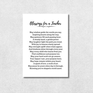 Christian Teacher Blessing Card Printable Encouragement Gift for Educators Classroom Staff Faith Based Card for Appreciation or Thanks