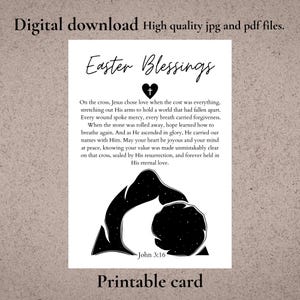 Tarjeta imprimible de bendición de Pascua, oración cristiana, regalo religioso basado en la fe, descarga digital, recuerdo inspirador para familiares y amigos.