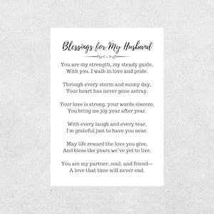 Husband Blessing Card Printable Love Prayer Gift Christian Encouragement Faith Based Romantic Appreciation Card for Him Birthday Anniversary