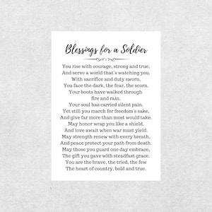 Soldier Blessings Card Military Thank You Greeting Card Printable For Troop Appreciation Digital Armed Forces Gift Patriotic Card To Army
