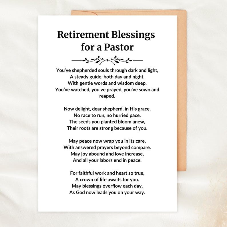 Pastor Retirement Blessings Printable Card Christian Pastor Appreciation Card Thank You Minister ...