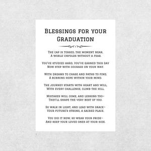 Graduation Blessing Card Printable Christian Faith Based Encouragement Prayer Gift for Graduate New Beginning Inspirational Celebration Card
