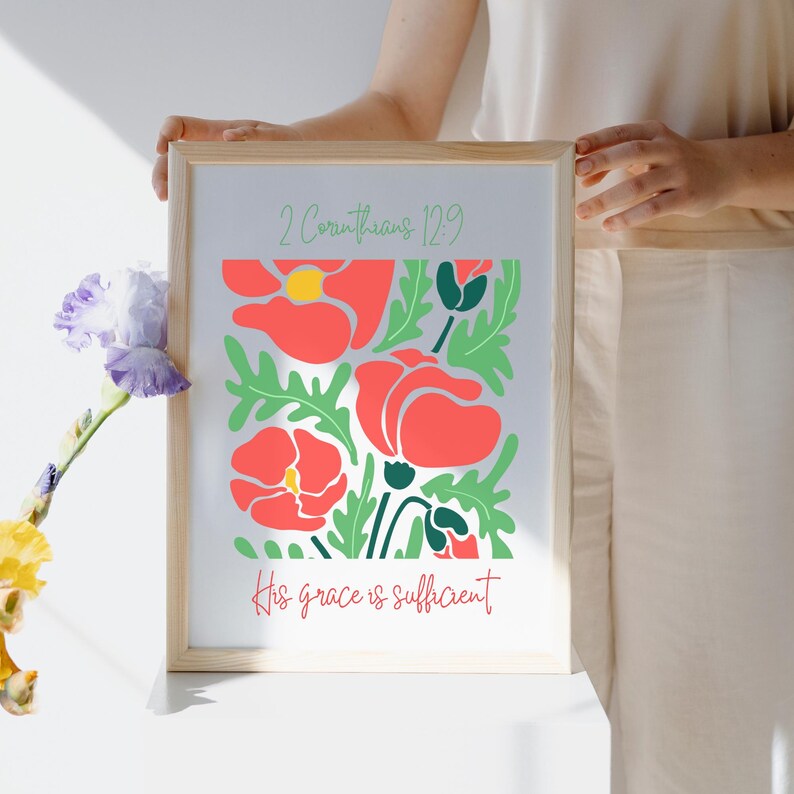 Bible Verse Wall Art 2 Corinthians 12 9 Scripture Christian Printable ...