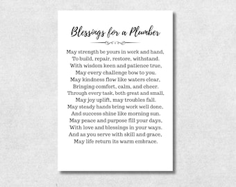 Tarjeta de bendiciones para plomeros, tarjeta de agradecimiento para plomeros, tarjeta de aliento para comerciantes, tarjeta de felicitación para reparadores, regalo para manitas.