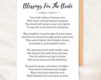 Bride Blessing Card Print Gift Wedding Day Encouragement Faith Based Bride Prayer Rehearsal Dinner Card Congratulations Bridal Shower Card