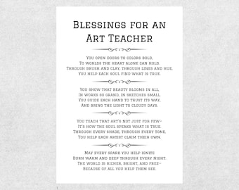 Biglietto di benedizione per insegnanti d'arte, poesia cristiana, preghiera, regalo basato sulla fede, ringraziamento e apprezzamento per educatori e personale scolastico, giornata degli insegnanti