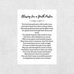 Youth Pastor Blessing Printable Card Christian Pastor Appreciation Card Thank You Minister Prayer Church Leader Encouragement For Ordination