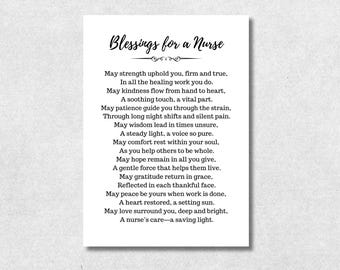 Blessings for a Nurse Printable Card Christian Nurse Gift Appreciation Card Thank You Nurse Prayer Inspirational Healthcare Worker Gift