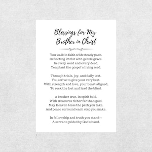 Brother in Christ Blessing Card Christian Faith Based Prayer for Encouragement Gift Printable Card for Spiritual Brother Faith Appreciation