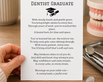Tarjeta de graduación de dentista, bendiciones para graduados de la facultad de odontología, tarjeta de felicitación cristiana imprimible para regalo de dentista, tarjeta dental digital, doctor de dientes