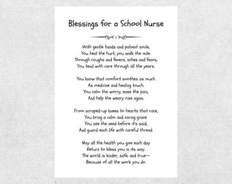 School Nurse Blessing Card Christian Poem Prayer Thank You Gift Faith Based Appreciation Encouragement Card for Healthcare From Student