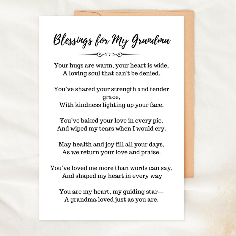 Blessing Card for Grandma Printable Prayer Gift Encouragement Digital ...