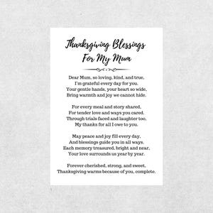 母への感謝祭の祝福カード キリスト教の詩の祈り 印刷可能 感謝の祈りの集まり デジタルホリデー 信仰に基づいた母への贈り物
