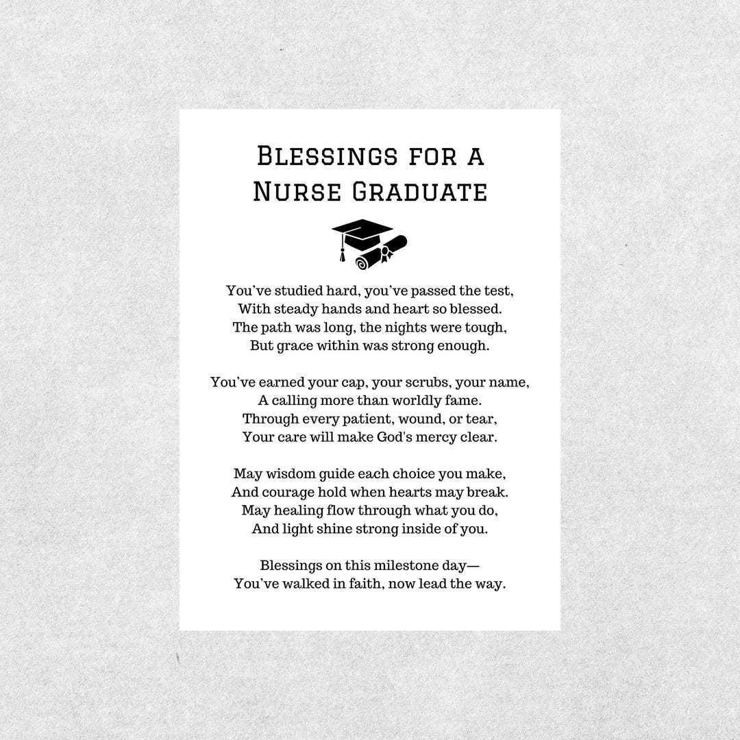 Nurse Graduate Blessings Card for Nursing School Graduation Christian ...
