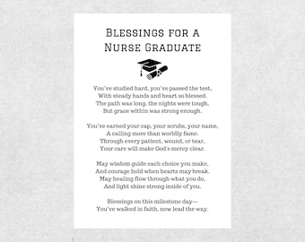 Nurse Graduate Blessings Card For Nursing School Graduation Christian Greeting Card Printable RN Grad Gift To Nurse Congratulations Card