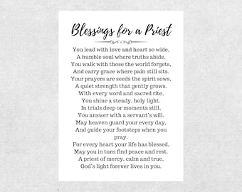 Priest Blessings Card Inspirational Greeting Card Printable Thank You Pastor Gift Digital Christian Card for Religious Leader Appreciation