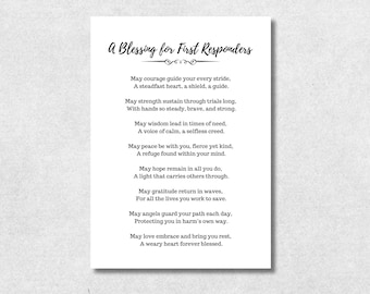 First Responder Blessing Card Printable EMT Prayer Firefighter Gift Police Officer Appreciation Paramedic Thank You EMT Protection Card