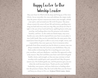 Worship Leader Easter Blessing Card PRINTABLE Christian Prayer Religious Gift Worship Leader Appreciation Easter Card DIGITAL DOWNLOAD