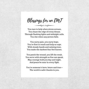 EMT Blessing Card Christian Prayer Gift Encouragement Faith Based Card for Emergency Medical Technician First Responder Thanks Appreciation