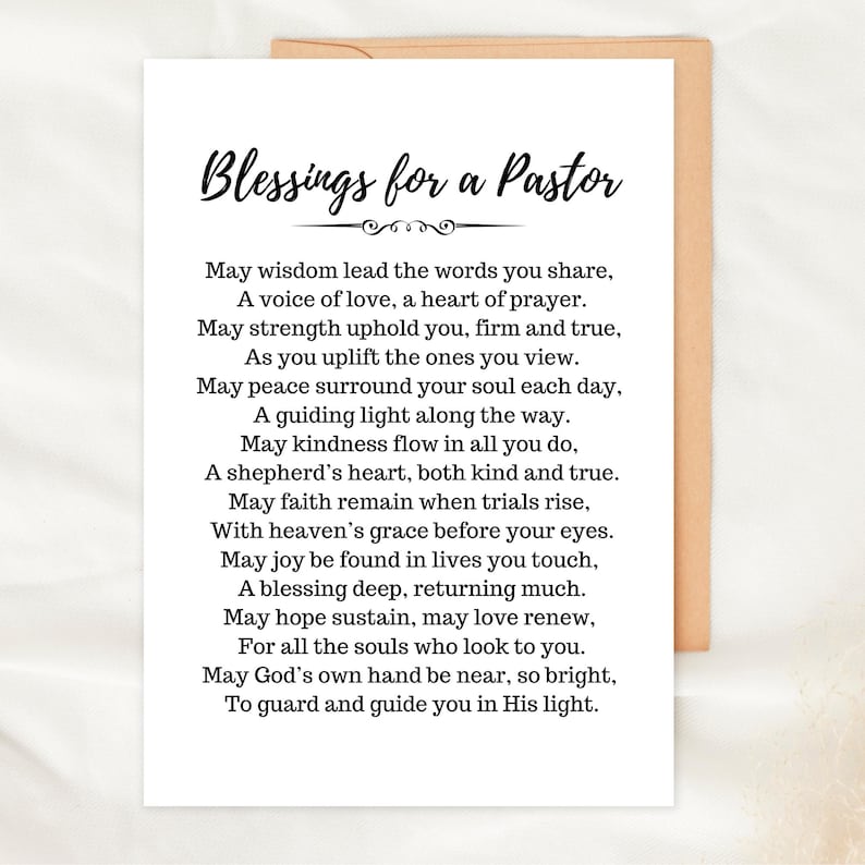 Pastor Blessing Printable Card Christian Pastor Appreciation Card Thank ...