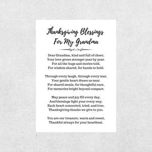 Thanksgiving Card Blessings For Grandma Christian Poem Prayer Printable Gratitude Prayer Gathering Grandmother Gift Holiday Faith Based